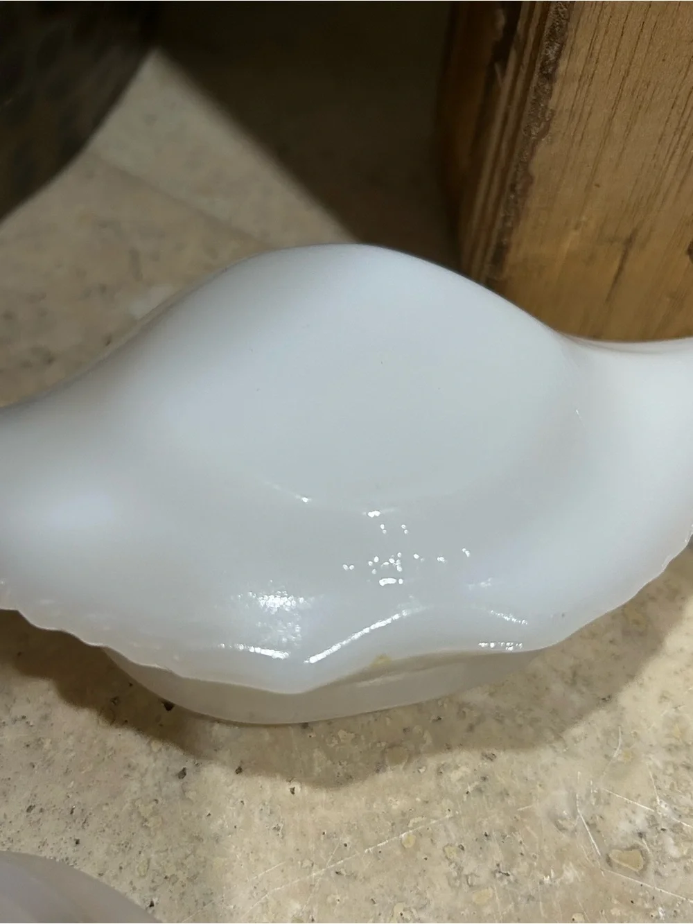 5 vintage Glasbake milk glass individual crab baking dishes